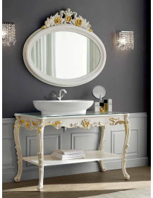 Consolle + specchio bagno barocco e lavabo