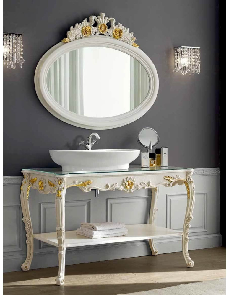 Consolle + specchio bagno barocco e lavabo