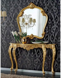 Consolle barocca con specchio in foglia d'oro