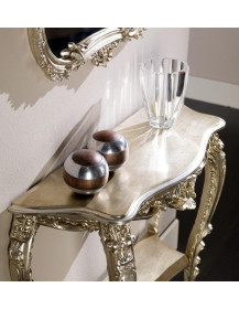 Consolle + specchio Barocco intarsio argento