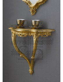 Consolle sospesa + specchio barocco in foglia d'oro