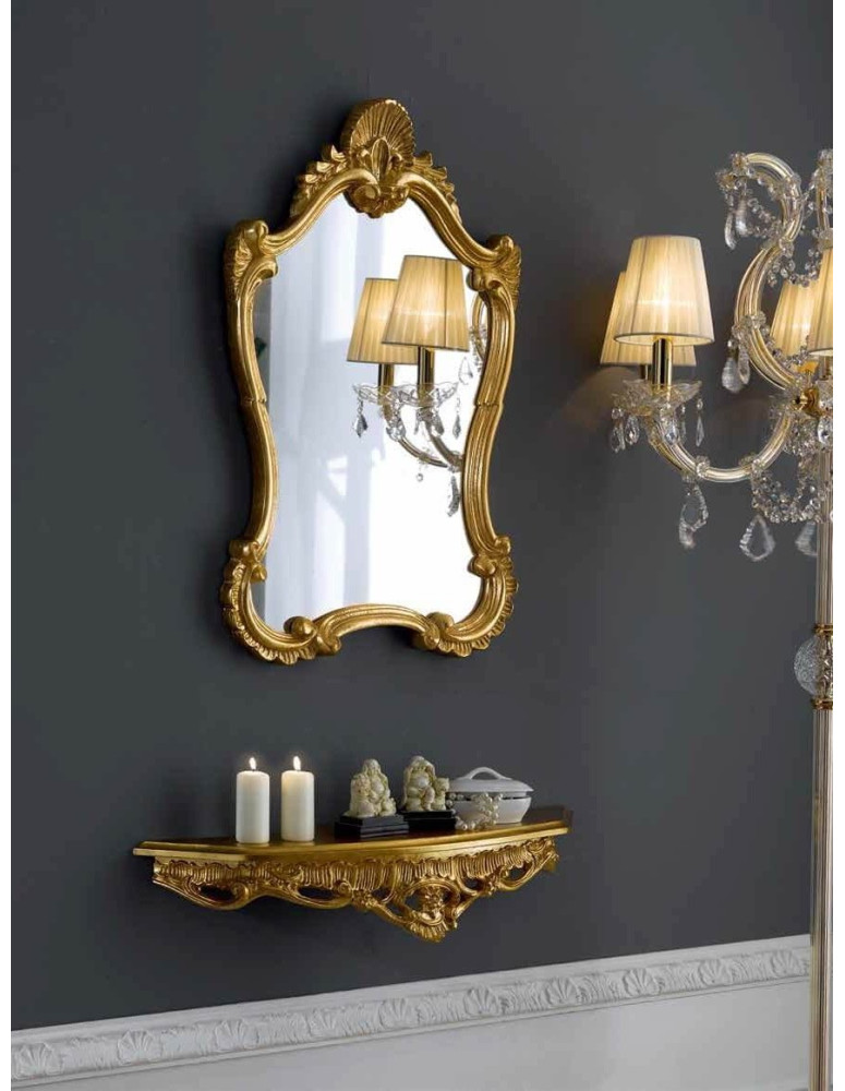 Set BAROCCO mensola + specchio   foglia d'oro