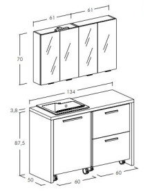 Componibile c/ lavatoio  cm. 134
