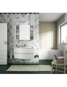 Doppia profondità c/cassettoni FLEX cm. 91 + specchio contenitore c/ Led