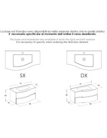 Monoblocco sospeso doppia profondità  FLEX cm. 91 + specchio c/Led + pensile