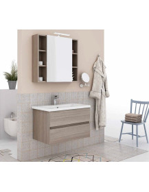 Mobile sospeso 2 cassettoni cm. 80  + specchio contenitore + Led