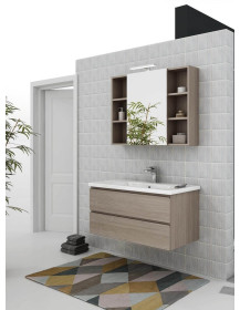 Base 2 cassettoni SOFT cm. 100 x 45 cm. + specchio contenitore e Led