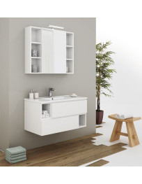 Base c/cassetti  CITY cm. 90 x45 + specchio contenitore c/ Led