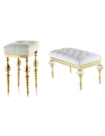 Sgabelli - Pouff  Ecopelle - Ottone