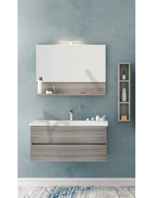 Base c/cassettoni  sospesa cm. 100 + specchio + Led