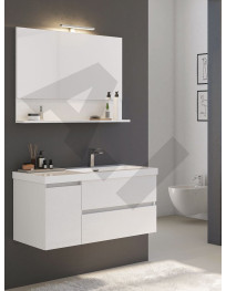 Monoblocco sospeso cm. 100  LINE + specchio c/mensola  + Led