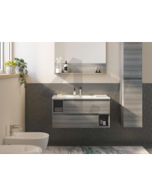 Mobile sospeso cm. 90 + specchio c/mensola + Led  e Colonna sospesa ( opzionale )