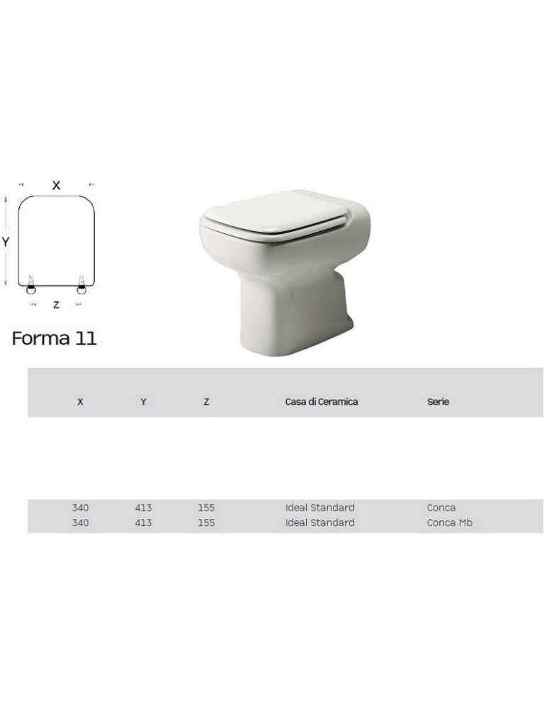 Copriwater aperto h. 10 cm.   CONCA - TONCA  Ideal Standard