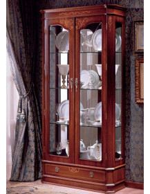 Cristalliera EUROPA in noce  H. 200 x L.100 x P. 39,5