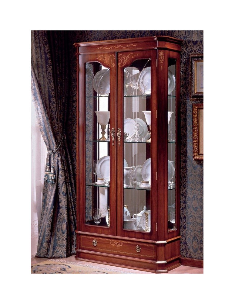 Cristalliera EUROPA in noce  H. 200 x L.100 x P. 39,5