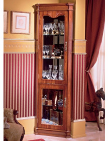 Vetrina angolo ESTER in noce  H. 195 x L. 61 x P. 38 cm.