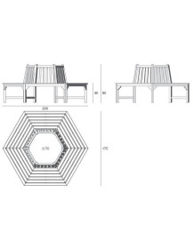 Panca da albero esagonale Teak
