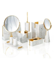 Accessori bagno appoggio in Marmo carrara + oro 24k