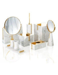 Accessori bagno appoggio in Marmo carrara + oro 24k