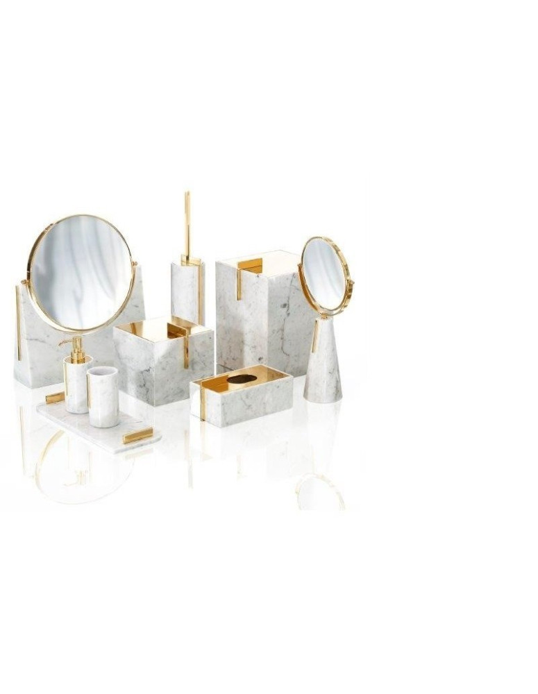 Accessori bagno appoggio in Marmo carrara + oro 24k