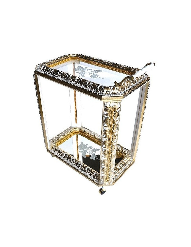 Carrello bar aperto bianco/oro