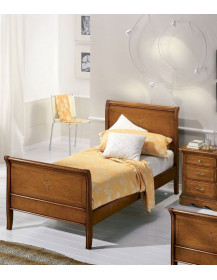 Letto singolo a barchetta in massello pioppo