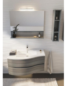 Monoblocco sospeso doppia profondità cm. 91 + specchio c/mensola e Led + pensili ( OPZIONALI )