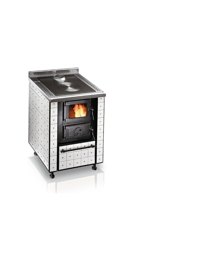 Cucina a legna in ceramica piastrellata Dolomite 60 x 60 cm.