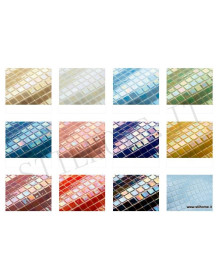 Mosaico in fogli 33,5 x 33,5  ( tessere da 25 mm. )  vetroso traslucido