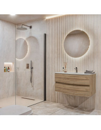 Monoblocco sospeso doppia profondità con specchio Led integrato